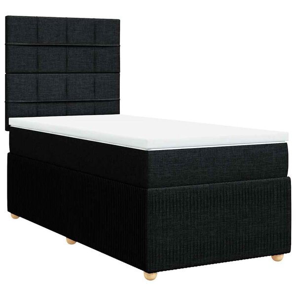vidaXL Sommier à lattes de lit avec matelas Noir 100x200 cm Tissu