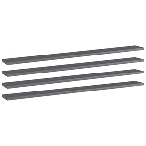 vidaXL Panneaux bibliothèque 4Pièces Gris brillant 100x10x1 5cm Aggloméré
