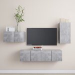 vidaXL Ensemble de meubles TV 4 Pièces Gris béton Bois d'ingénierie