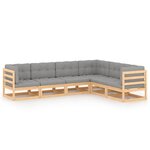 vidaXL Salon de jardin 6 Pièces avec coussins Bois de pin massif