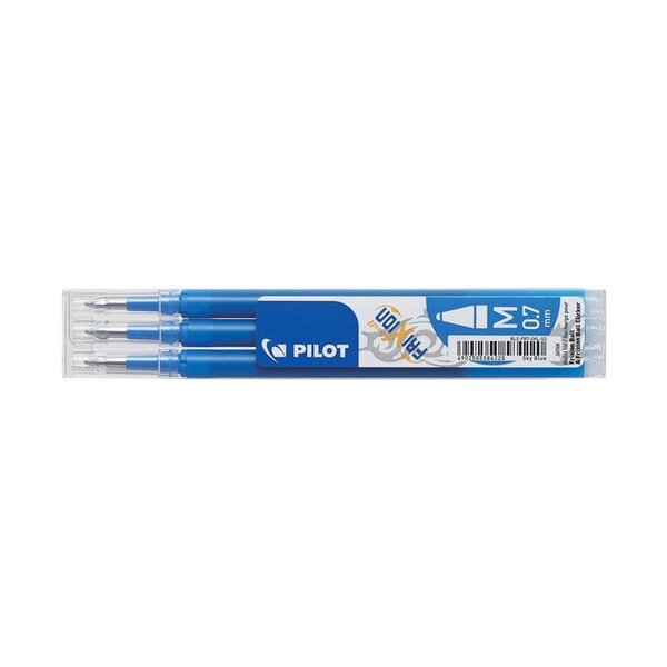 Set de 3 Recharges roller FRIXION BALL BLS-FR7 pointe moyenne bleu ciel x 12 PILOT