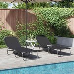 vidaXL Chaise longue pliante 2 Pièces Noir 56 x 189 x 87 cm tissu