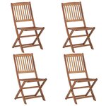 vidaXL Chaises pliables de jardin lot de 4 avec coussins Bois d'acacia