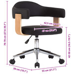 Chaise fauteuil siège pivotante de bureau informatique étude bois courbé et similicuir noir 02_0024152