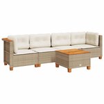 vidaXL Salon de jardin avec coussins 5 Pièces beige résine tressée