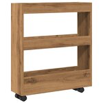 vidaXL Chariot de rangement étroit 3 niveaux chêne artisanal