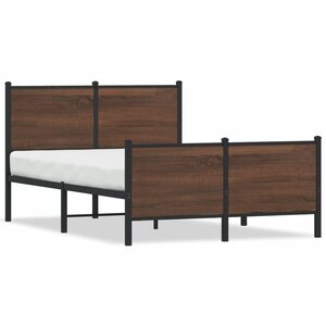 vidaXL Cadre de lit en métal sans matelas chêne marron 120x190 cm
