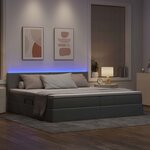 vidaXL Lit avec rangement et LED Gris clair 200 x 200 cm Polyester
