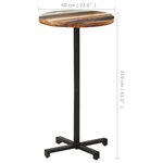 vidaXL Table de bistro Carrée Ø60x110 cm Bois de récupération massif