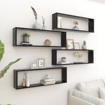 vidaXL Étagères cube murales 4 Pièces noir 100x15x30 cm bois d'ingénierie