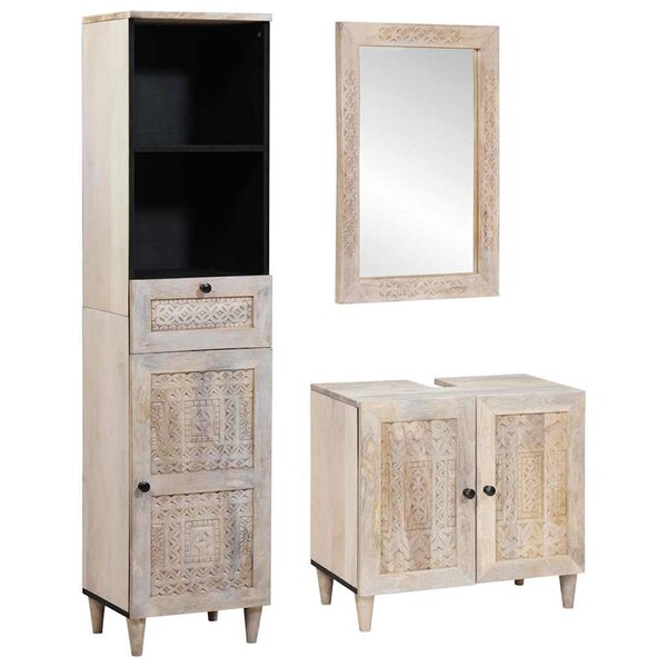 vidaXL Ensemble de mobilier de salle de bain avec tiroir 3 Pièces Blanc