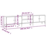 vidaXL Meuble TV à tiroir sonoma gris 200x25x44 cm bois d'ingénierie