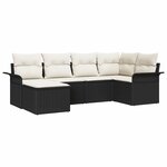 vidaXL Ensemble de canapé de jardin avec coussin 6 Pièces Noir Poly rotin