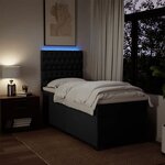 vidaXL Sommier à lattes de lit avec matelas Noir 90x200 cm Tissu