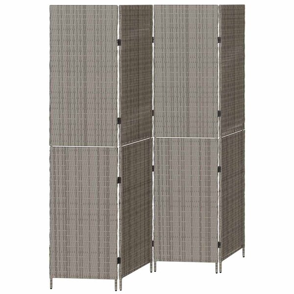 vidaXL Paravent Pliant Manuel Gris 195 x 180 cm polyrotin