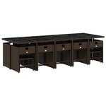 vidaXL Ensemble à manger de jardin avec coussins 15 Pièces marron rotin