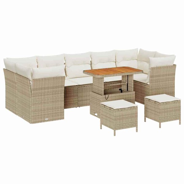 vidaXL Ensemble de canapé de jardin avec coussin 10 Pièces beige et crème