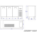 Refroidisseur de boisson avec evier - 3 portes - combisteel - r290 - acier inoxydable32100 mmpleine/battante 2500x700x950mm