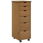 vidaXL Cabinet roulant avec roue Marron miel 34 x 39 x 93 5 cm