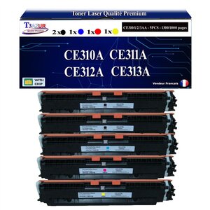 T3AZUR -5x Toners compatibles avec CE310A CE311A CE312A CE313A 126A pour HP LaserJet Pro CP1020 CP1025 CP1025NW TopShot M275
