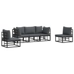 vidaXL Ensemble de canapé de jardin 5 Pièces Noir 213 x 71.5 x 71 cm