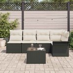 vidaXL Ensemble de canapé de jardin avec coussin 6 Pièces Noir polyrotin