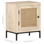 Vidaxl table de chevet 40x30x50 cm bois de manguier et canne naturelle