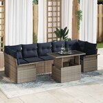 vidaXL Ensemble de canapé de jardin avec coussin 8 Pièces Gris Poly rotin
