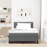 vidaXL Lit à ressorts avec tête de lit Gris foncé 120 x 200 cm tissu