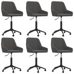 vidaXL Chaises pivotantes à manger lot de 6 Gris foncé Velours