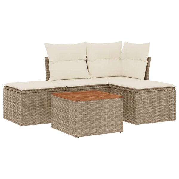 vidaXL Salon de jardin avec coussins 5 Pièces beige résine tressée