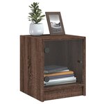 vidaXL Table de chevet avec porte en verre chêne marron 35x37x42 cm