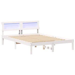 vidaXL Cadre de lit avec tête de lit Blanc 135 x 190 cm Pin massif