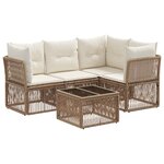 vidaXL Ensemble de canapé de jardin 5 Pièces Beige polyrotin