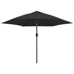 vidaXL Parasol d'extérieur avec lumières LED et mât en acier Noir