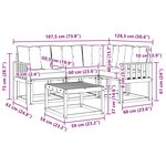 vidaXL Ensemble de canapés d'extérieur 5 Pièces Blanc et noir
