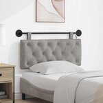 vidaXL Tête de lit suspendue Avec lumière LED Gris clair Velours