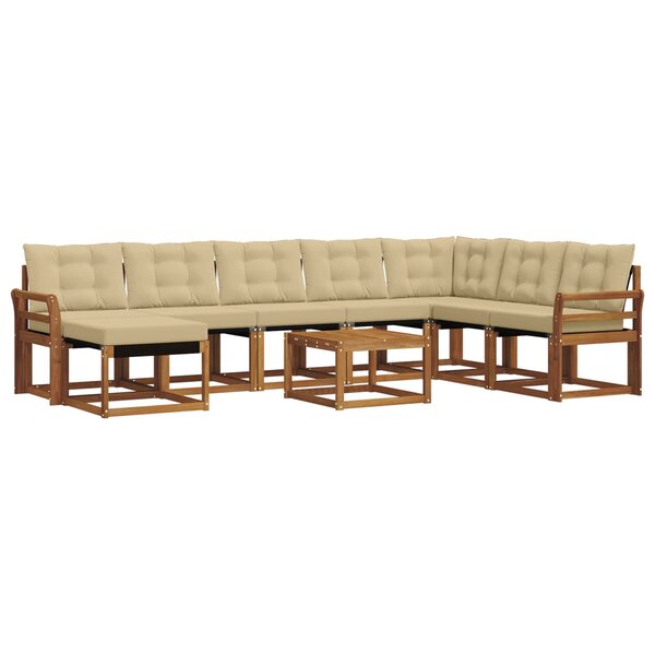 vidaXL Ensemble de canapés d'extérieur 9 pc Naturel et Beige