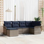 vidaXL Ensemble de canapé de jardin avec coussin 6 Pièces Gris polyrotin