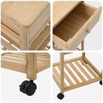 vidaXL Chariot de Cuisine avec Roues Naturel 37 x 36 x 80 cm Bambou