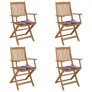 vidaXL Chaises pliables de jardin lot de 4 avec coussins Bois d'acacia