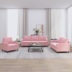 vidaXL Ensemble de canapés 3 Pièces avec coussins Rose Velours
