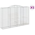 vidaXL Paniers à gabions arqués 5 Pièces 300x50x180/200 cm fer galvanisé
