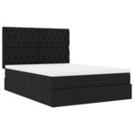 VidaXL Cadre de lit ottoman avec matelas noir 140x190 cm tissu
