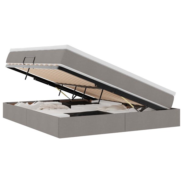 vidaXL Lit avec rangement et matelas Taupe 180 x 200 cm Polyester