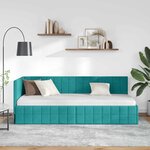 vidaXL Cadre de lit d'angle Turquoise 80 cm x 200 cm tissu