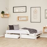 Lit simple 90x200 matelas 2 tiroirs bois blanc