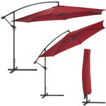 Tectake Parasol 350 cm avec housse de protection - rouge