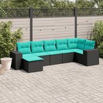 vidaXL Salon de jardin 7 Pièces avec coussins noir résine tressée