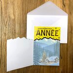 Lot 10 cartes avec enveloppe - bonne année doré montagne découpée collage étoile
